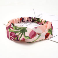 HKM-183635 Chiffon Silk Check Pattern Headband for Women