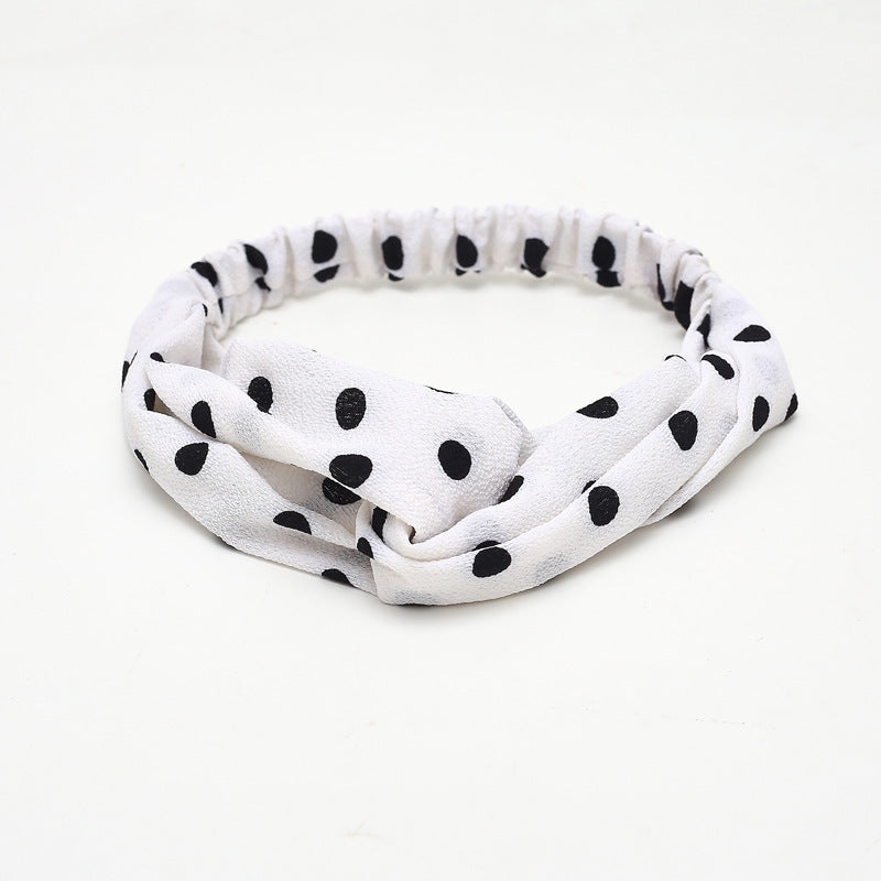 HKM-183635 Chiffon Silk Check Pattern Headband for Women