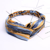 HKM-183635 Chiffon Silk Check Pattern Headband for Women