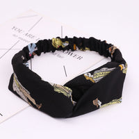 HKM-183635 Chiffon Silk Check Pattern Headband for Women