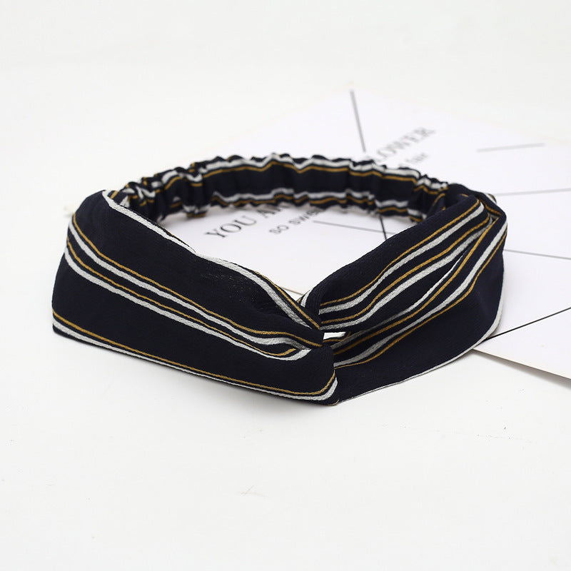 HKM-183635 Chiffon Silk Check Pattern Headband for Women