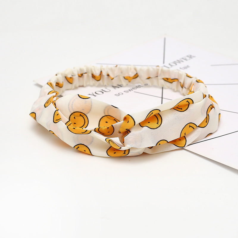 HKM-183635 Chiffon Silk Check Pattern Headband for Women