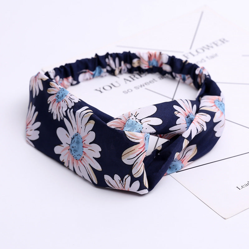 HKM-183635 Chiffon Silk Check Pattern Headband for Women