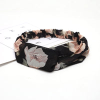 HKM-183635 Chiffon Silk Check Pattern Headband for Women