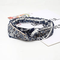 HKM-183635 Chiffon Silk Check Pattern Headband for Women