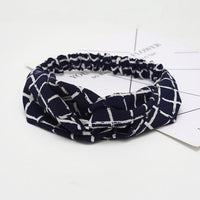 HKM-183635 Chiffon Silk Check Pattern Headband for Women