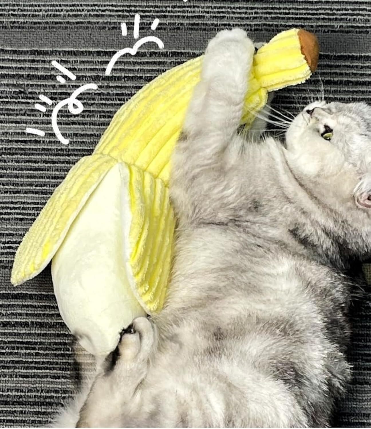 HKM-598035 Durable Banana Cat Crinkle Toy with Catnip - Soft Plush Teaser for Indoor Cats