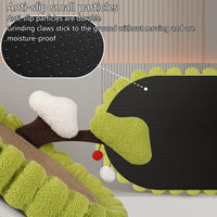 HKM-332243 Large Space Cat Scratching Post and Lounge, Hand Woven Sisal with Teddy Velvet, Green 25.6 Inch Tree Design, Non-Slip Base for Indoor Use