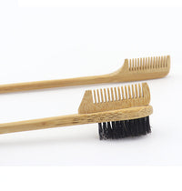 HKM-463379 Bamboo Double-Headed and Three-Headed Eyebrow Brush with Eyelash Comb - Soft and Durable Natural Material