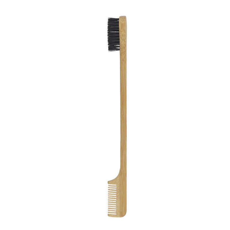 HKM-463379 Bamboo Double-Headed and Three-Headed Eyebrow Brush with Eyelash Comb - Soft and Durable Natural Material