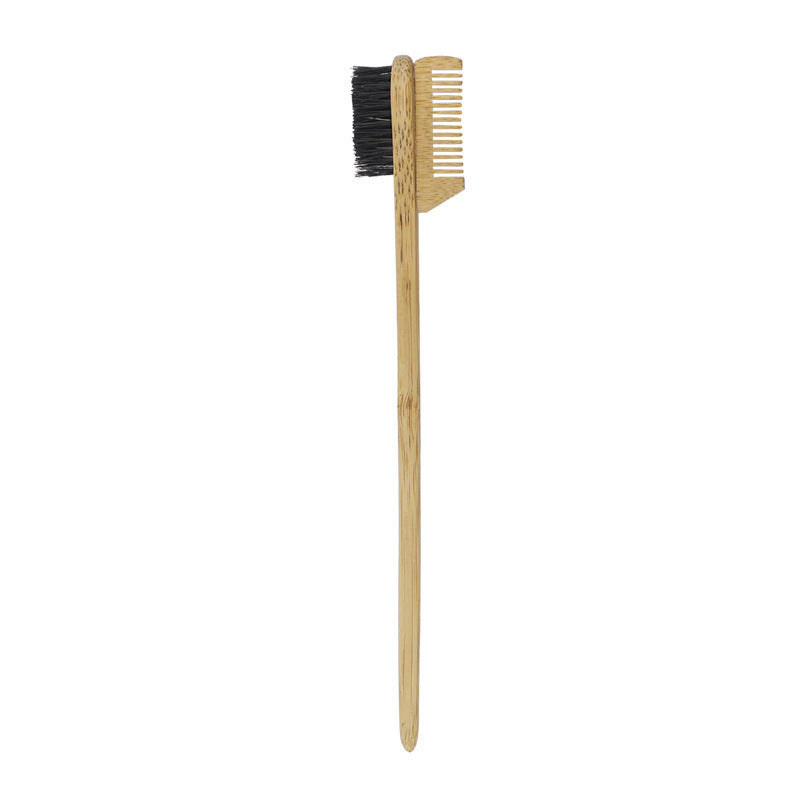 HKM-463379 Bamboo Double-Headed and Three-Headed Eyebrow Brush with Eyelash Comb - Soft and Durable Natural Material