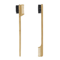 HKM-463379 Bamboo Double-Headed and Three-Headed Eyebrow Brush with Eyelash Comb - Soft and Durable Natural Material