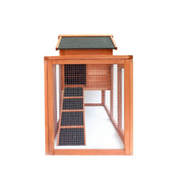 HKM-297171 Wooden Rabbit House with Slant Roof and Slide Out Tray for Easy Cleaning - 48x36x24.8 inches