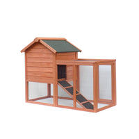 HKM-297171 Wooden Rabbit House with Slant Roof and Slide Out Tray for Easy Cleaning - 48x36x24.8 inches