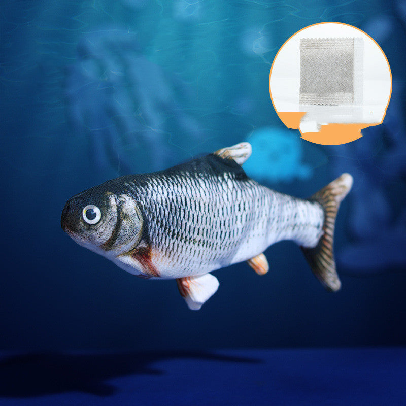 HKM-874515 Electric Plush Toy Fish for Cats and Dogs with Vibration and Touch Feature, USB Rechargeable