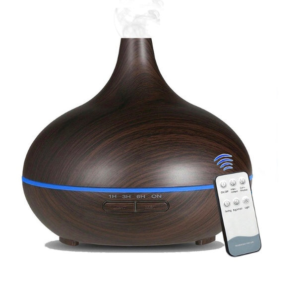 HKM-094931 Wood Grain Ultrasonic Aromatherapy Humidifier with Adjustable Mist & LED Light