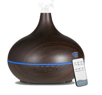 HKM-094931 Wood Grain Ultrasonic Aromatherapy Humidifier with Adjustable Mist & LED Light