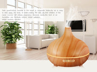 HKM-094931 Wood Grain Ultrasonic Aromatherapy Humidifier with Adjustable Mist & LED Light