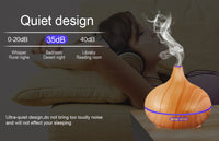 HKM-094931 Wood Grain Ultrasonic Aromatherapy Humidifier with Adjustable Mist & LED Light