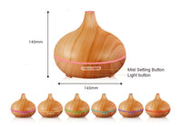 HKM-094931 Wood Grain Ultrasonic Aromatherapy Humidifier with Adjustable Mist & LED Light