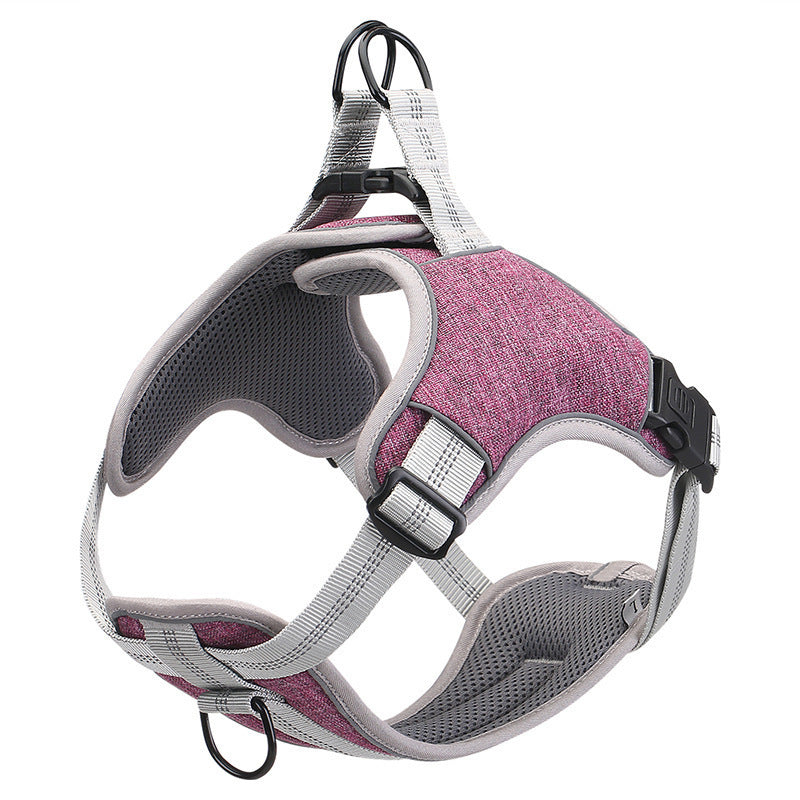 HKM-598547 Reflective Dog Chest Harness Vest - Adjustable Polyester in Blue, Purple, Gray (S, M, L, XL, XXL)