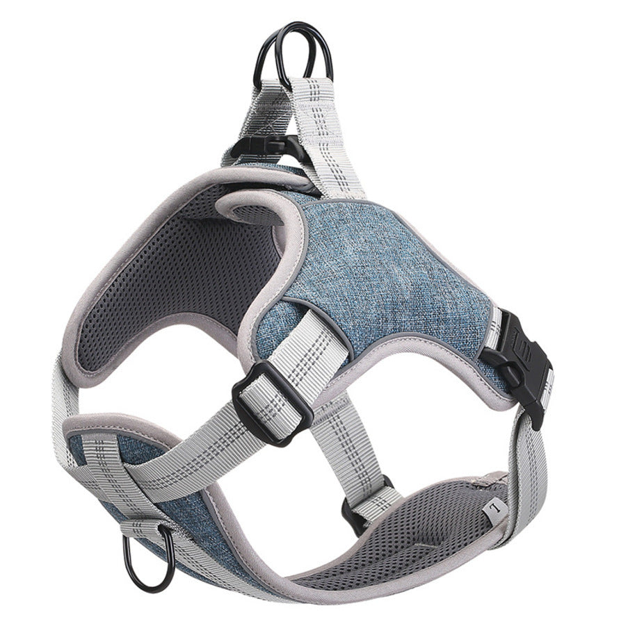 HKM-598547 Reflective Dog Chest Harness Vest - Adjustable Polyester in Blue, Purple, Gray (S, M, L, XL, XXL)