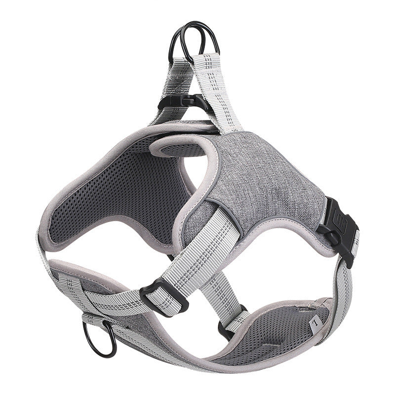 HKM-598547 Reflective Dog Chest Harness Vest - Adjustable Polyester in Blue, Purple, Gray (S, M, L, XL, XXL)