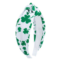 HKM-689811 St. Patrick's Day Clover Seersucker Knotted Hair Hoop for Women
