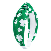 HKM-689811 St. Patrick's Day Clover Seersucker Knotted Hair Hoop for Women