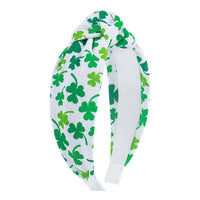 HKM-689811 St. Patrick's Day Clover Seersucker Knotted Hair Hoop for Women