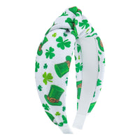 HKM-689811 St. Patrick's Day Clover Seersucker Knotted Hair Hoop for Women