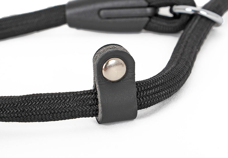 HKM-156435 Nylon Double-Ended Dog Collar - Black, Adjustable Sizes: S, M, L