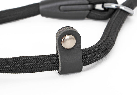 HKM-156435 Nylon Double-Ended Dog Collar - Black, Adjustable Sizes: S, M, L