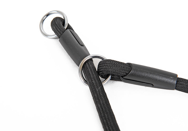 HKM-156435 Nylon Double-Ended Dog Collar - Black, Adjustable Sizes: S, M, L