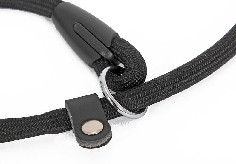 HKM-156435 Nylon Double-Ended Dog Collar - Black, Adjustable Sizes: S, M, L