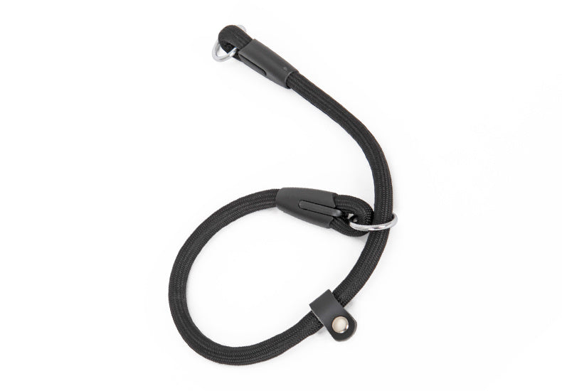 HKM-156435 Nylon Double-Ended Dog Collar - Black, Adjustable Sizes: S, M, L
