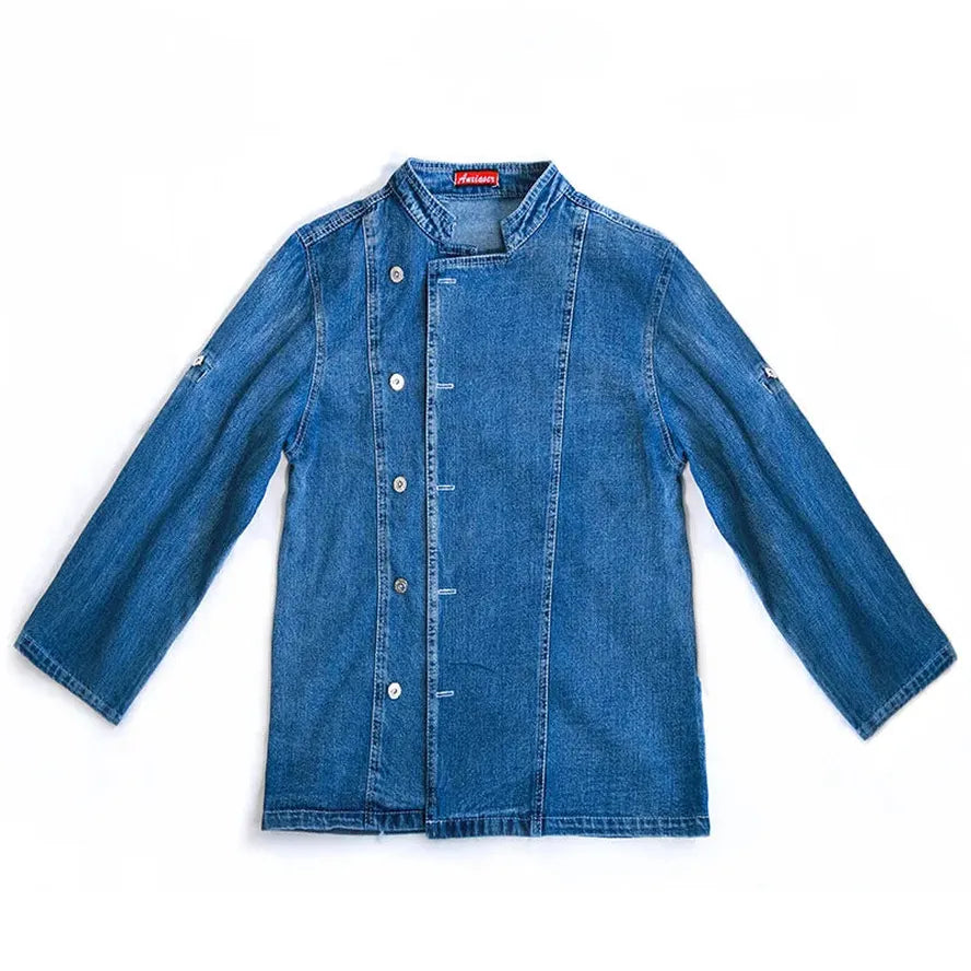 KTX-389587 Men's Summer Chef Overalls with Printed Logo for Restaurant Use - Long Sleeves, Eco-Friendly Materials, Various Colours Available