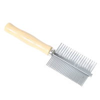 HKM-216723 Wooden Handle Double Row Pet Comb with 30 Steel Pins - 17x5.3cm