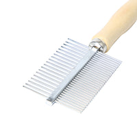 HKM-216723 Wooden Handle Double Row Pet Comb with 30 Steel Pins - 17x5.3cm
