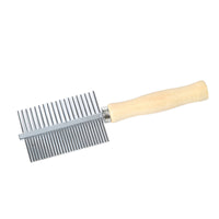 HKM-216723 Wooden Handle Double Row Pet Comb with 30 Steel Pins - 17x5.3cm