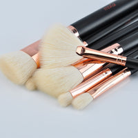 HKM-149203 Rose Gold Wool Bristle Makeup Brush with Wooden Handle - Portable 17.5CM Length