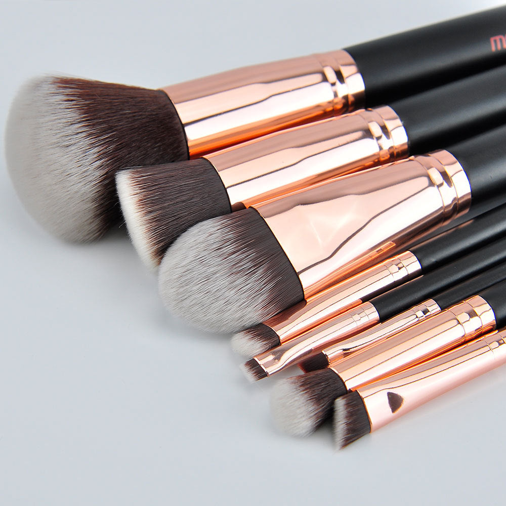 HKM-149203 Rose Gold Wool Bristle Makeup Brush with Wooden Handle - Portable 17.5CM Length