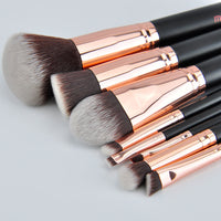 HKM-149203 Rose Gold Wool Bristle Makeup Brush with Wooden Handle - Portable 17.5CM Length