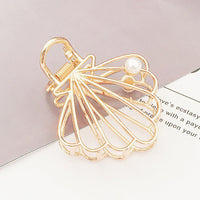 HKM-803923 Elegant Pearl Hairpin Clip - Geometric Alloy Design with Electroplating Finish