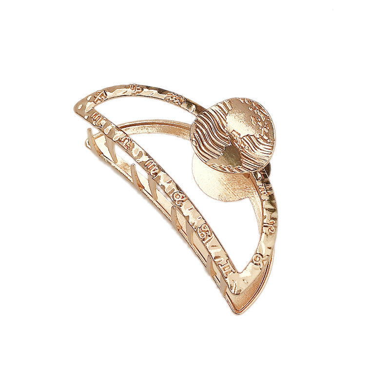 HKM-803923 Elegant Pearl Hairpin Clip - Geometric Alloy Design with Electroplating Finish