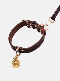 HKM-055827 Medium and Large Cowhide Dog Collar in Dark Brown, Black, and Wine Red for Huskies
