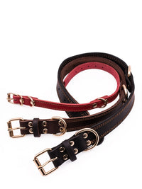 HKM-055827 Medium and Large Cowhide Dog Collar in Dark Brown, Black, and Wine Red for Huskies