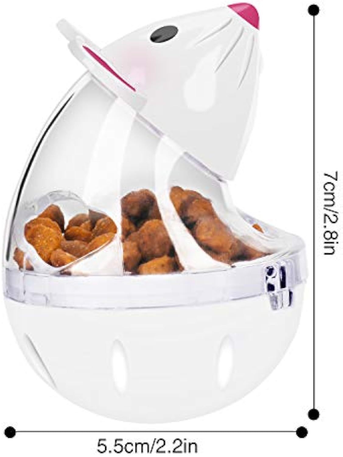 HKM-085779 Interactive Cat Slow Feed Treat Ball - Tumbler Shaped Pet Food Feeder Toy for Cats