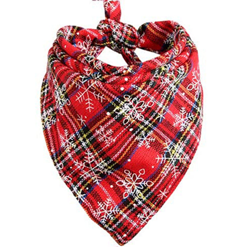 HKM-061779 Double-Layer Cotton Plaid Scarf for Cats and Dogs - Comfortable and Versatile All-Season Accessory