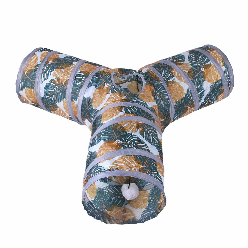 HKM-674771 Foldable Polyester Cat Tunnel Toy - Multiple Print Designs with Various Pass Options